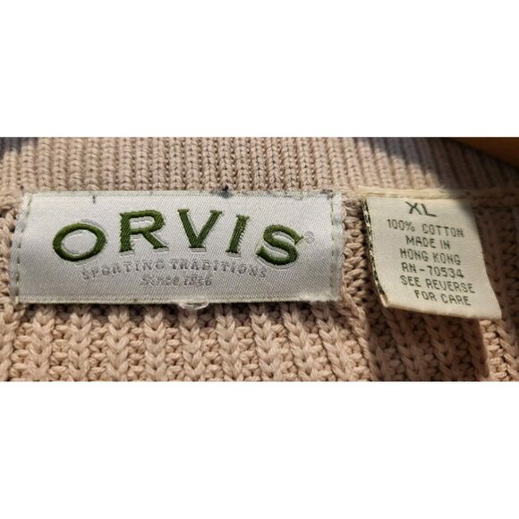 Mens Vtg Orvis Beige Shawl Collar Sweater Elbow Patch Buttons Sz XL - Picture 6 of 6